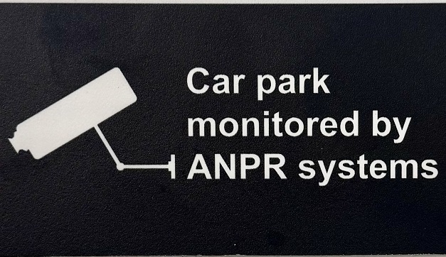 Decorative with text: Car park monitored by ANPR systems